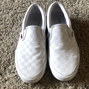 VANS White / Gray REFLECTIVE Checkerboard Slip Ons